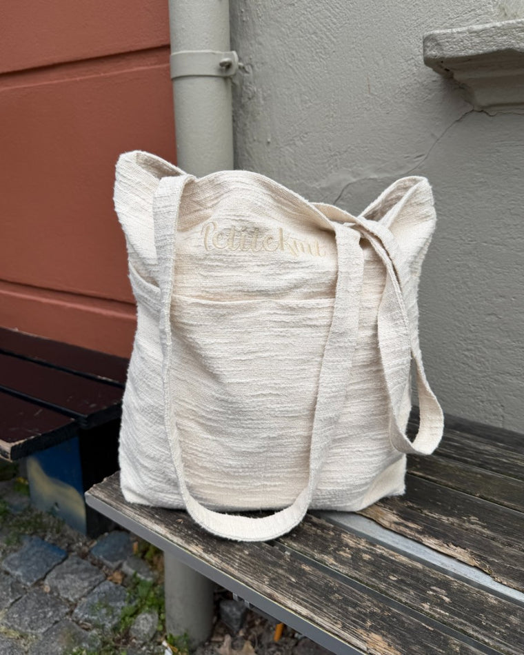 Closeup af stoffet til Knitter's Shopper Light i farven Cloud