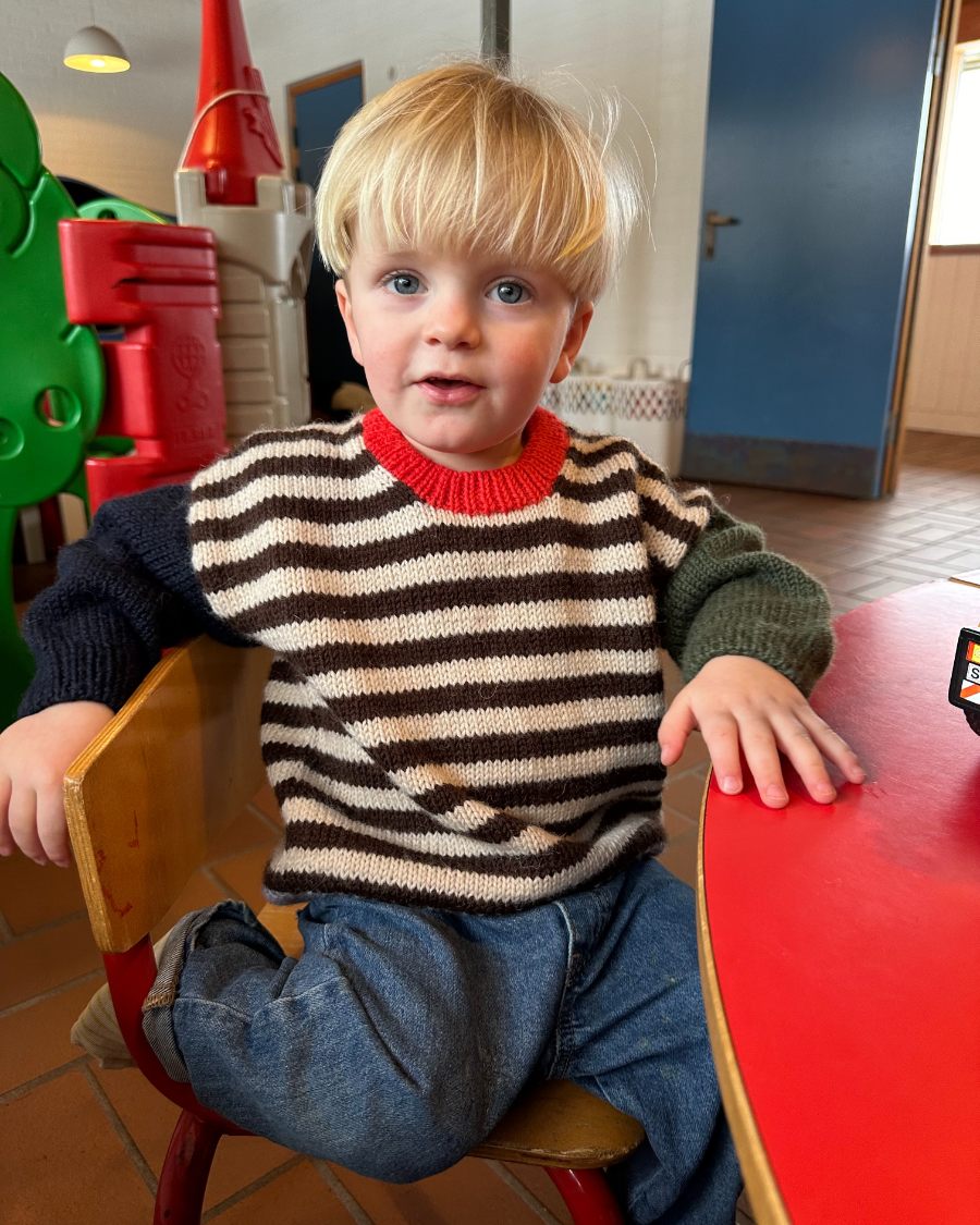 Barn iført mangefarvet Holger Sweater