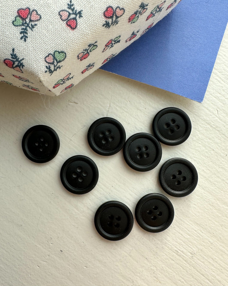 Knapper af galalit Ø18 mm - Sort - 8 stk.
