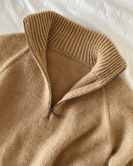 Zipper sweater med lynlås i sand 35 cm